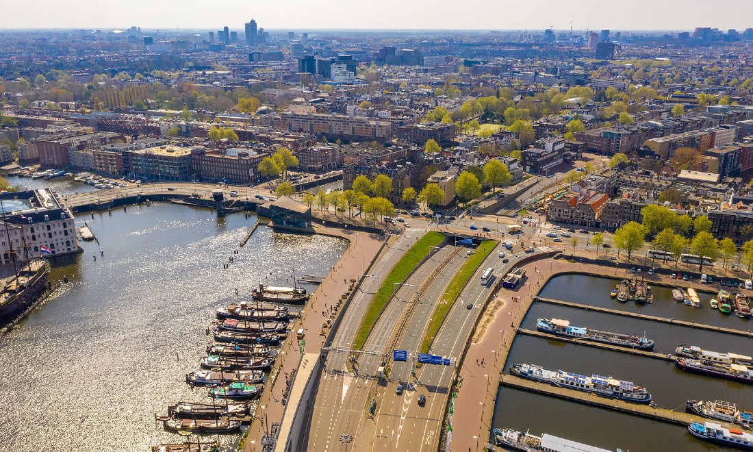 Aerial view roads Amsterdam