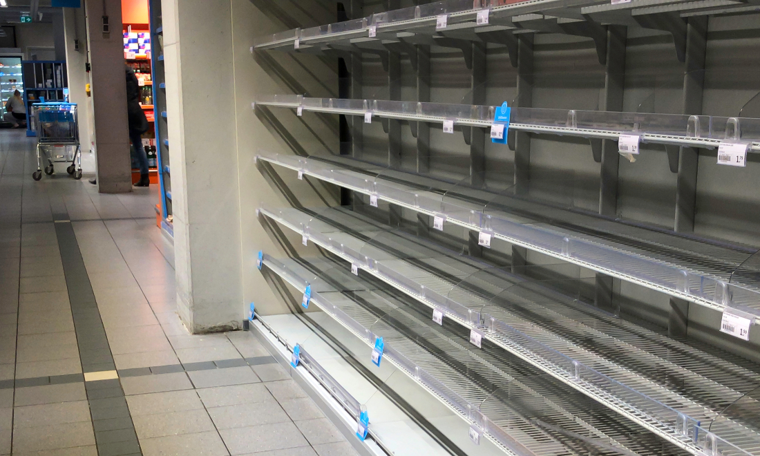 Empty shelves at an Albert Heijn supermarket in the Netherlands