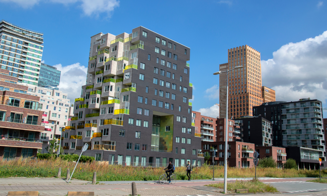 New buildings in Zuidas neighbourhood in Amsterdam