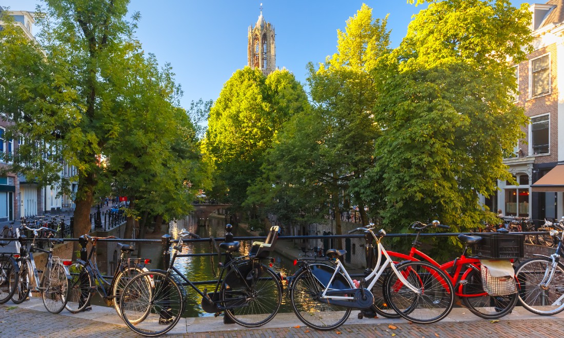 Bikes cycling Utrecht the Netherlands