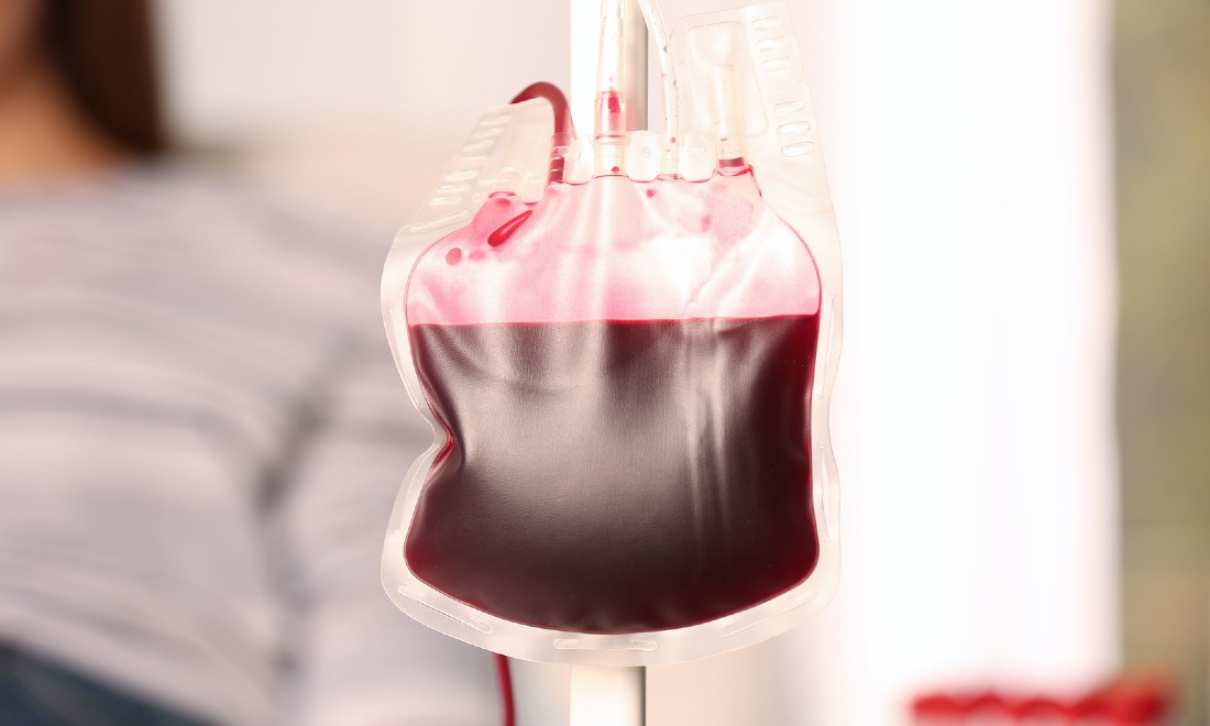 blood donation pack hanging