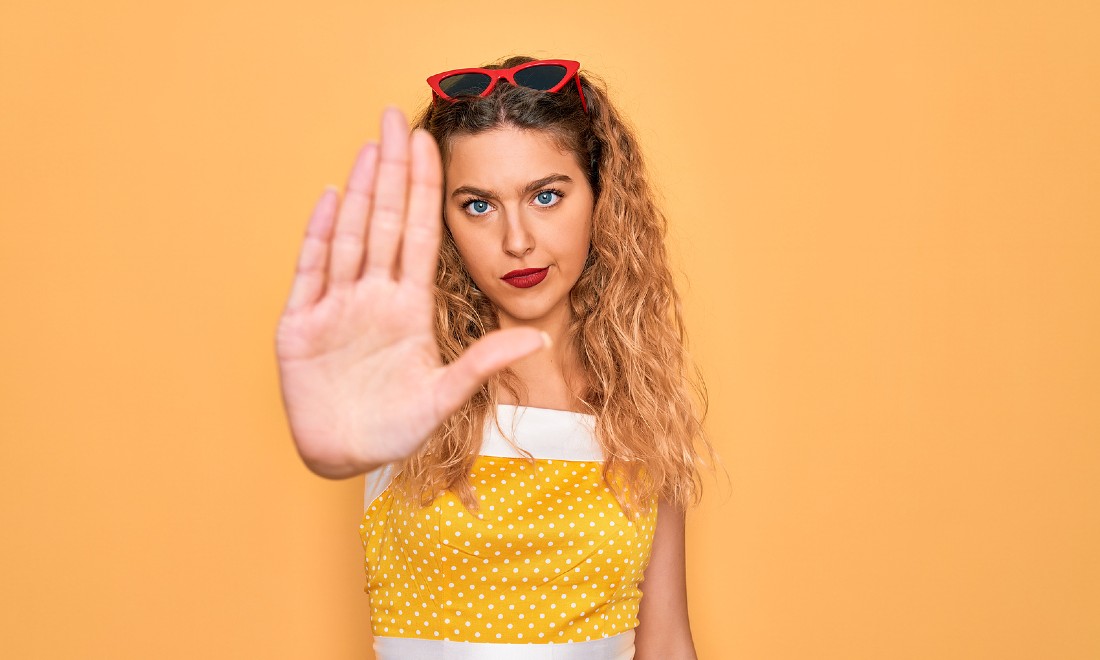 boundaries woman stop sign hand