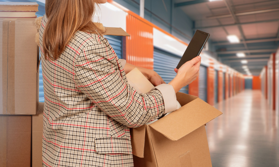 Boxie24 woman holding boxes storage