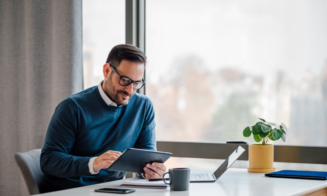 stephanie ward businessman using tablet