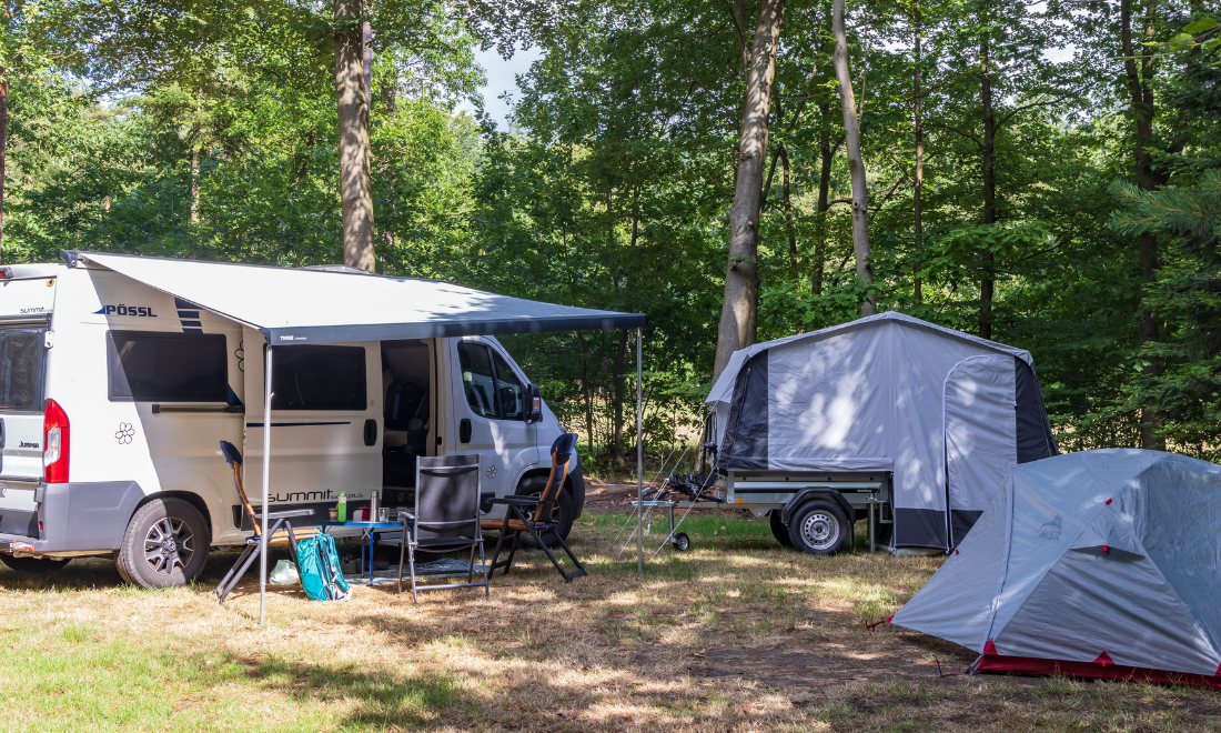 Camper van at campsite, the Netherlands