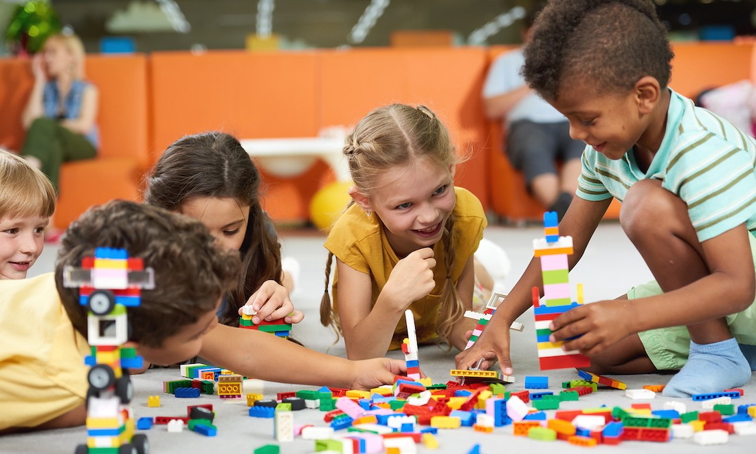 Children playing with lego at childcare centre