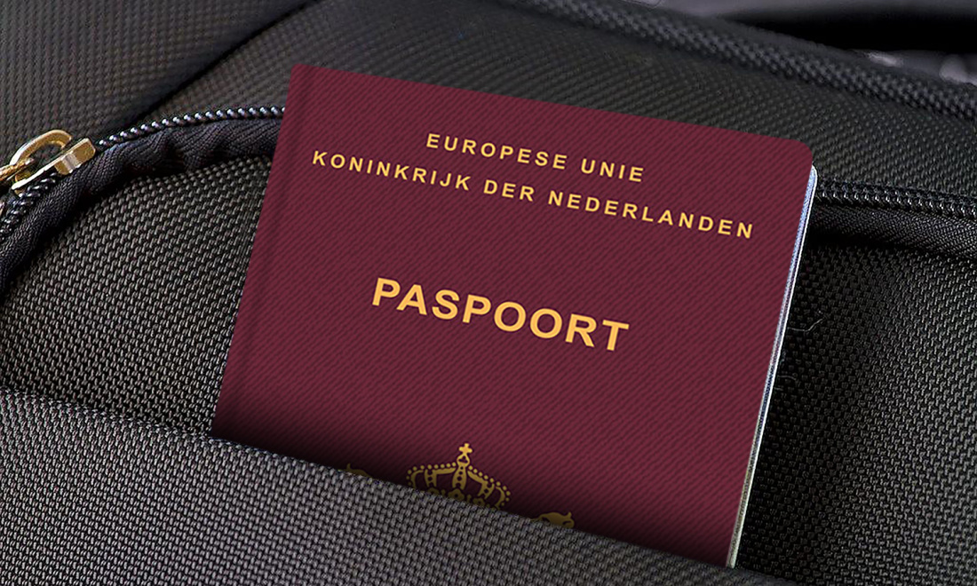 closeup of a dutch passport