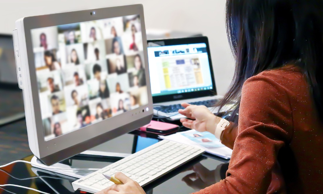 woman in an online zoom call