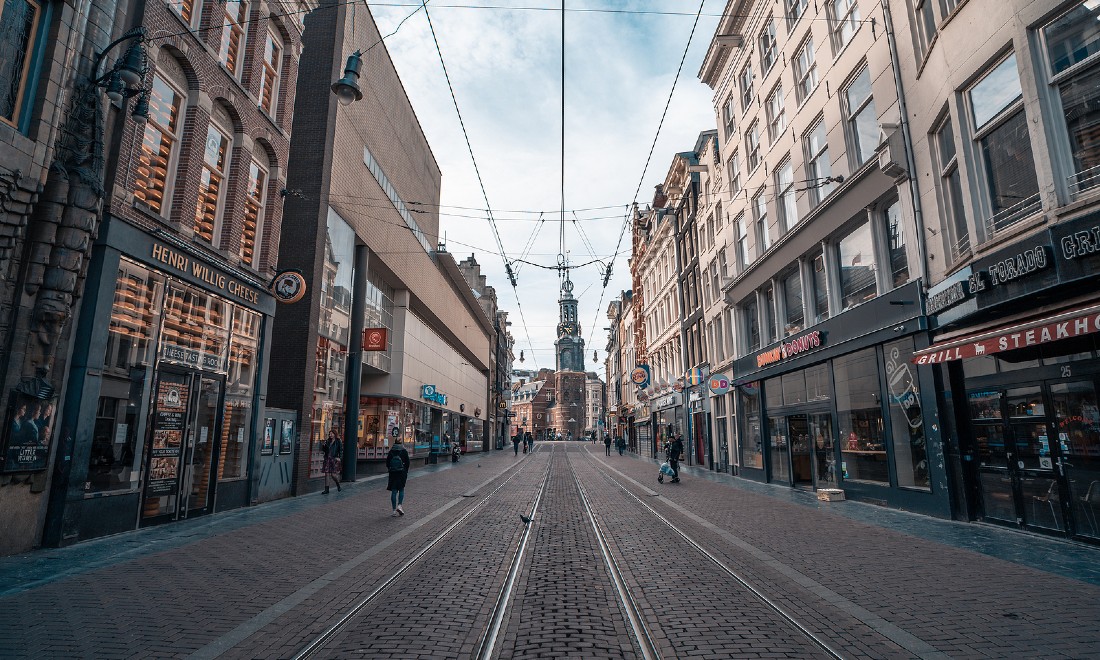 Coronavirus lockdown shops street Amsterdam the Netherlands