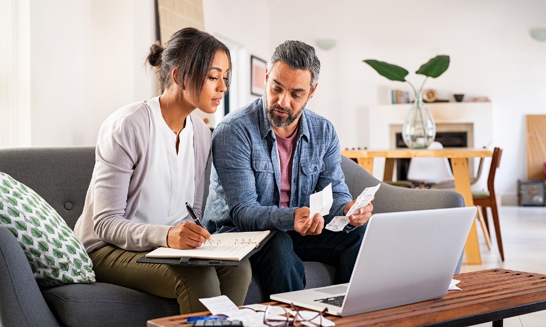 couple doing taxes together