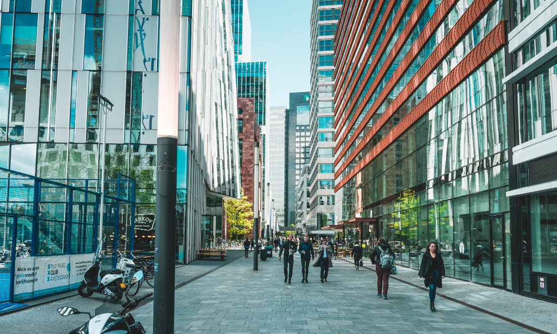 Business district in Amsterdam, the Netherlands