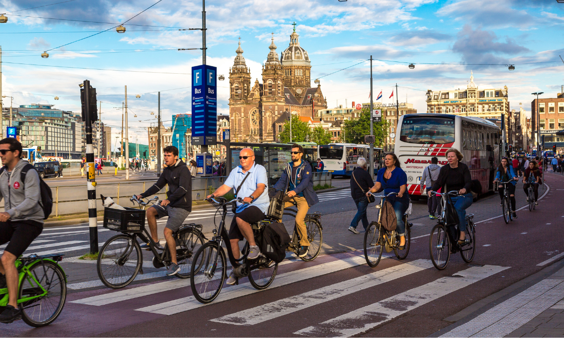 Cyclists in Amsterdam, the Netherlands