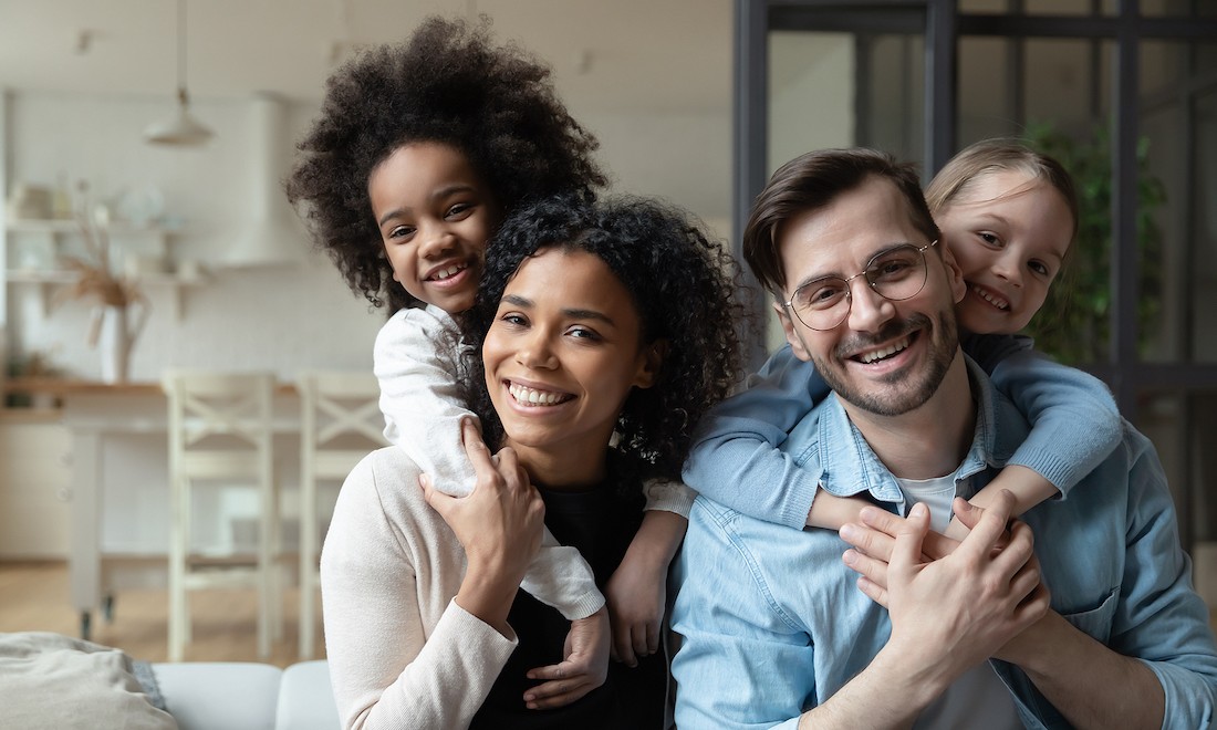 Parents with their children