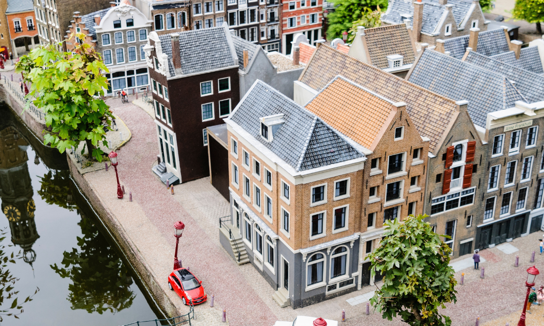 Row of Dutch houses in Amsterdam, the Netherlands