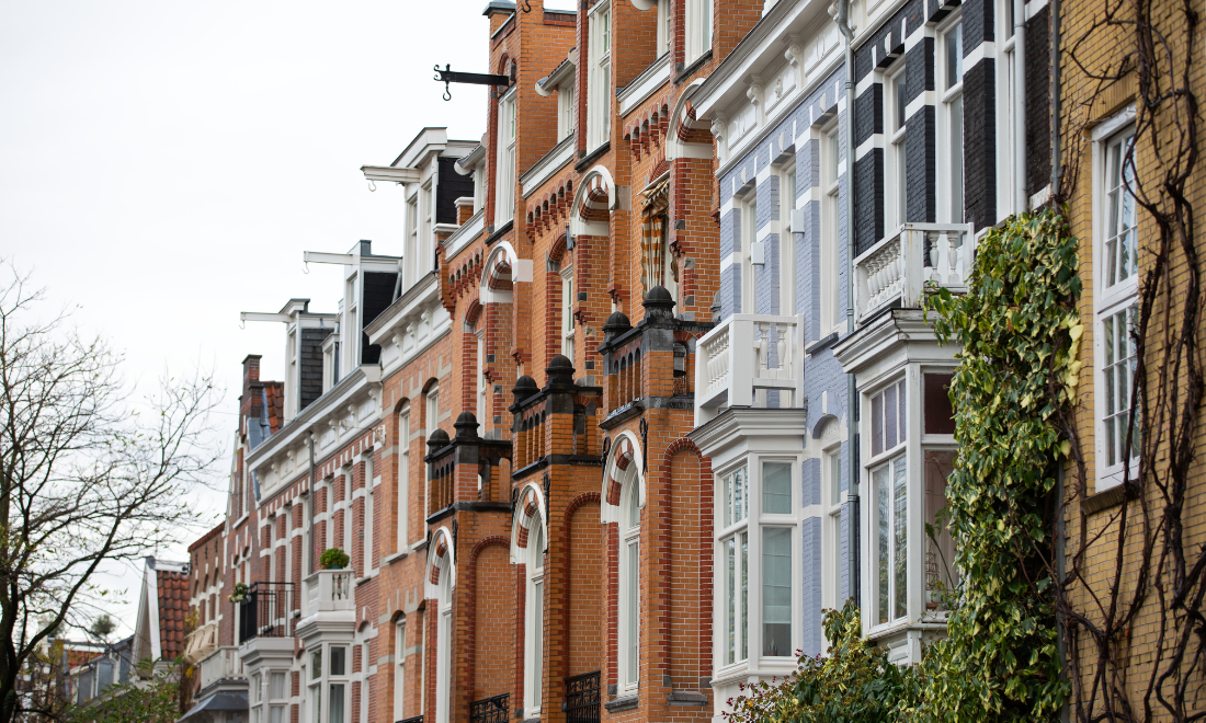 Row of houses in Amsterdam, Netherlands