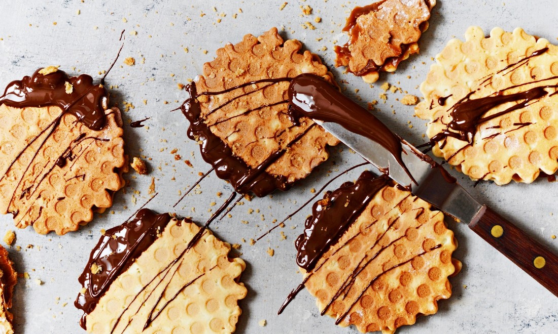 Dutch waffles with chocolate