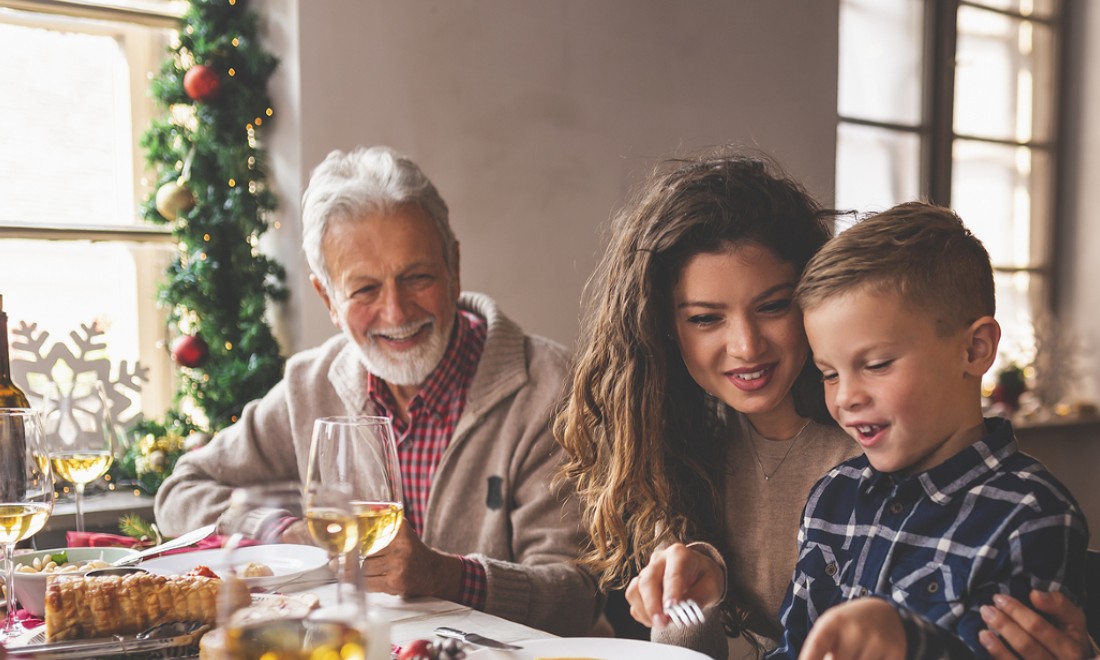 Family at Christmas dinner