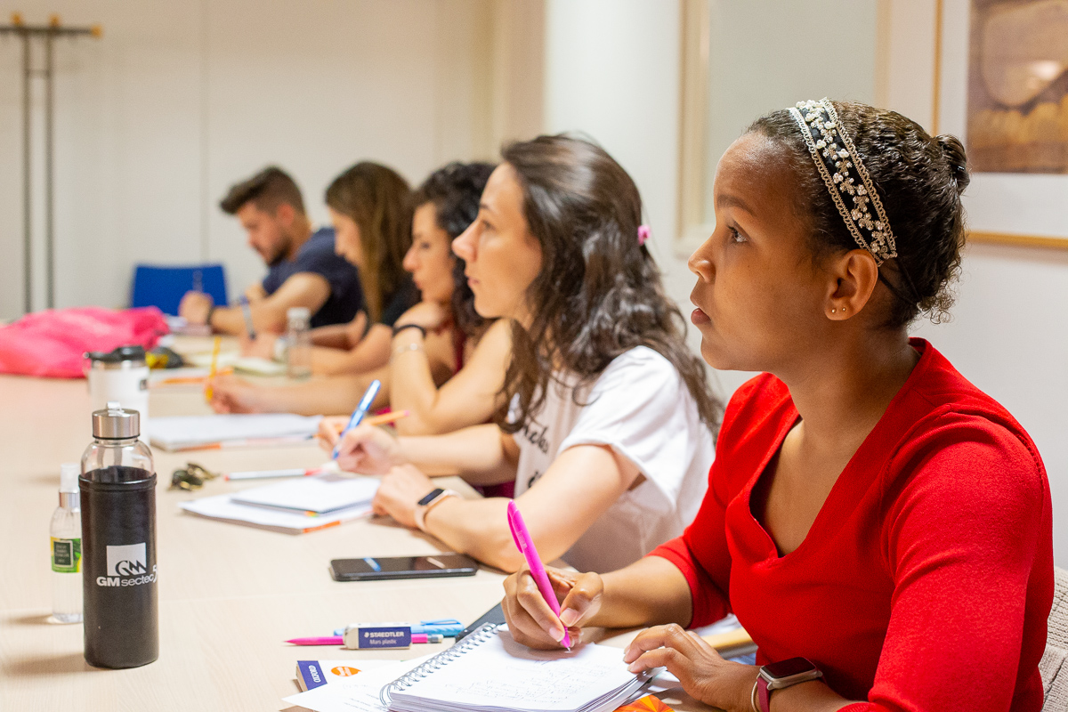 students learning in a classroom