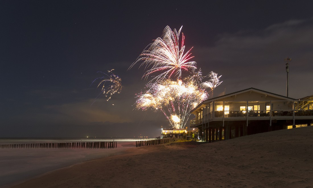 New Year fireworks Dutch beach