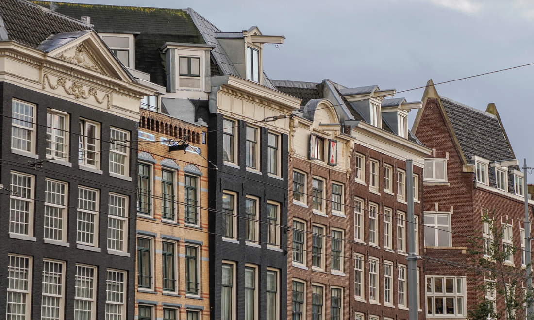 Row of Dutch houses in Amsterdam