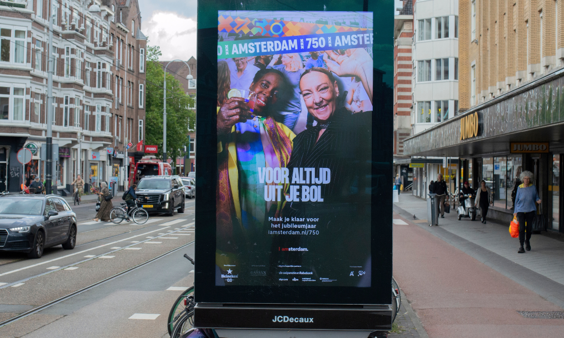 Bus stop advertisment in Amsterdam with 