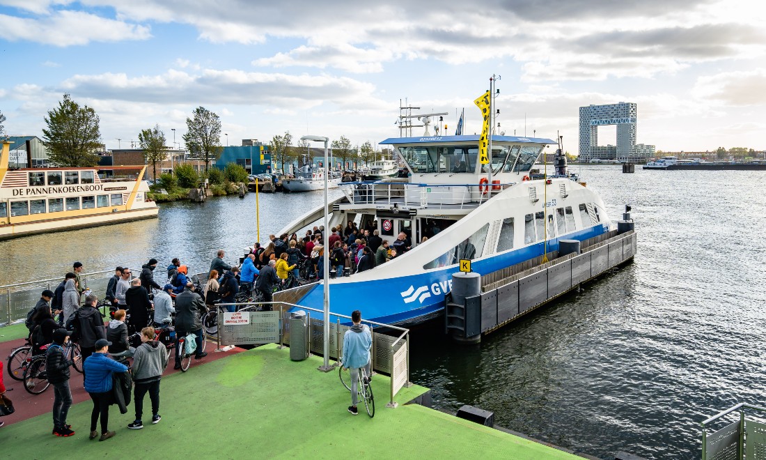 A GVB-operated ferry (pont) on the IJ in Amsterdam, the Netherlands