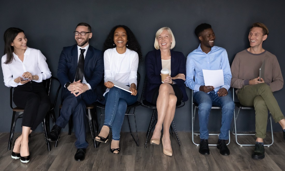 happy multiracial job candidates