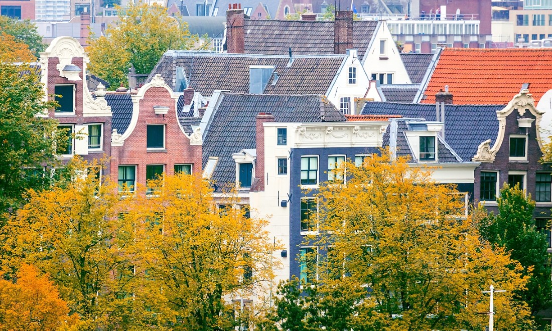 Canal houses gables Amsterdam the Netherlands