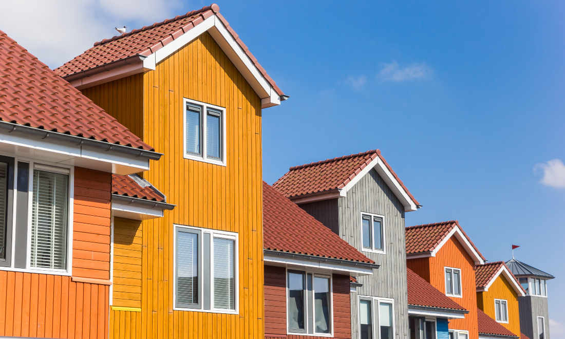 Colourful Dutch houses in Groningen, the Netherlands