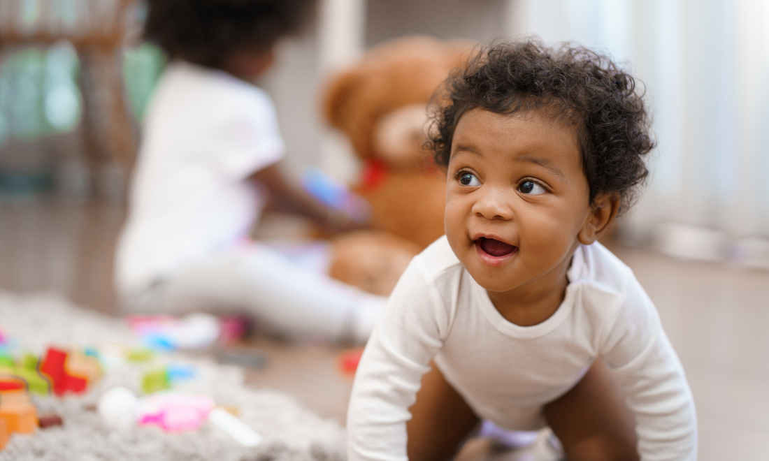 Young children happy playing at home