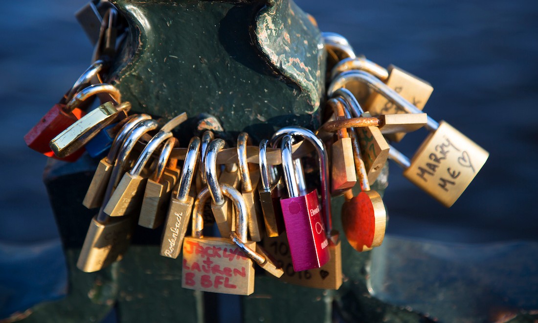 Multiple locks attached to pole