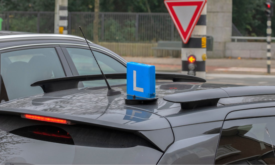 Driving school car on Dutch roads