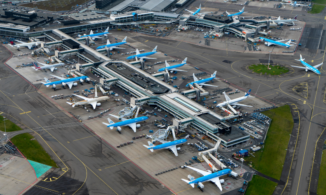 KLM planes at Amsterdam Airport Schiphol