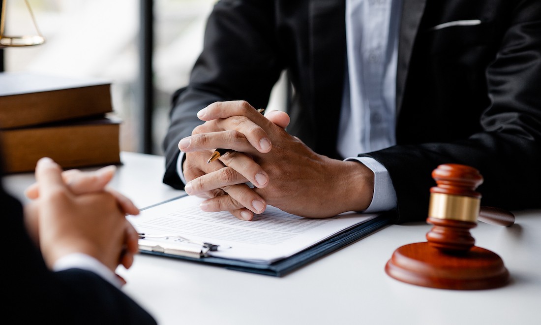 Lawyer in his office