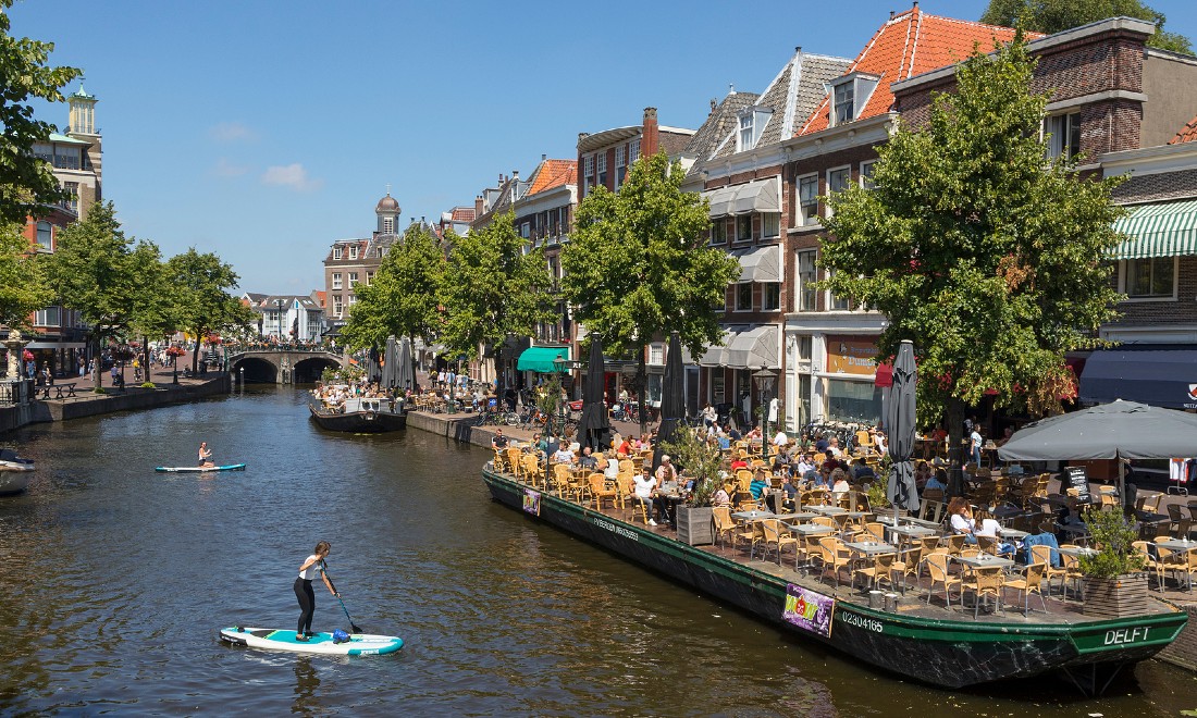 Leiden canal boat summer the Netherlands