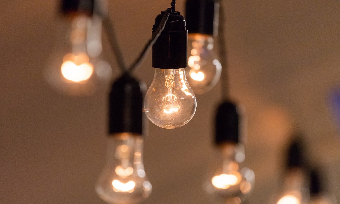 led bulbs hanging from ceiling