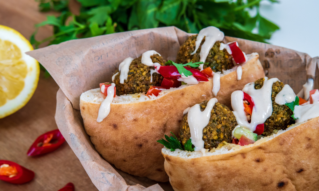 Vegetarian meal with falafel