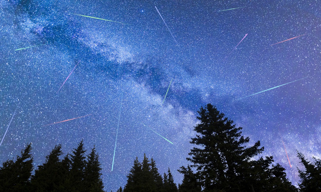 Night sky meteor shower the Netherlands