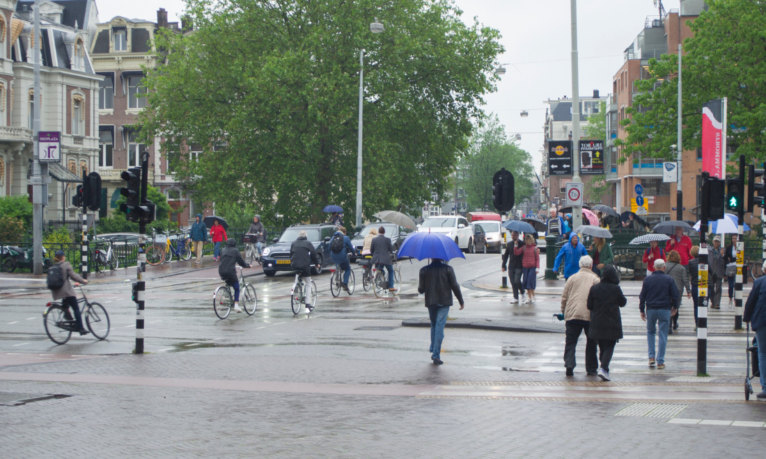 Rainy weather in Amsterdam, the Netherlands