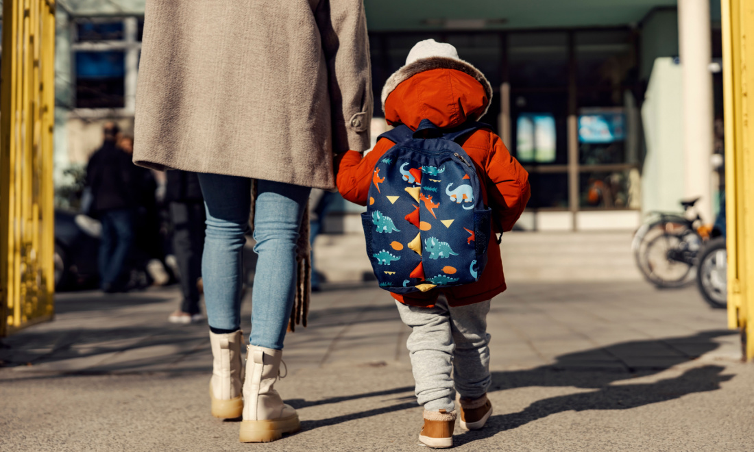 mother and child going to daycare