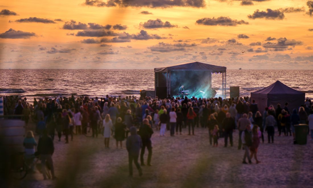 North Sea Summer Festival stage on beach