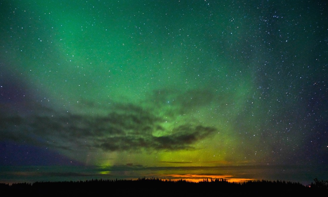 Northern Lights (Aurora Borealis) light up the night sky, the Netherlands