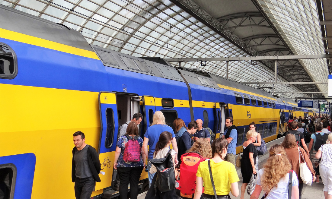 Passengers for train at Amsterdam station