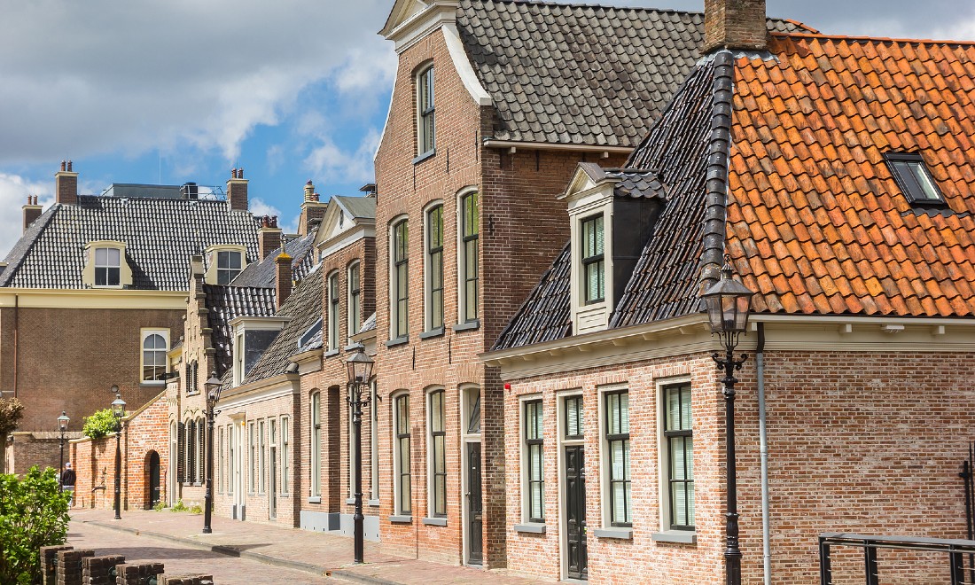 Old houses traditional street Dutch town