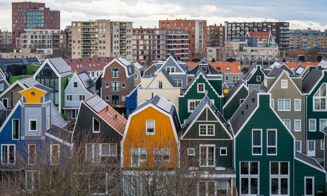 Modern Dutch houses in Zaandam, the Netherlands