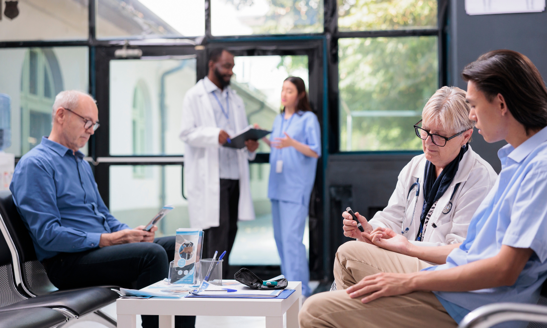 Patients in waiting room for doctor