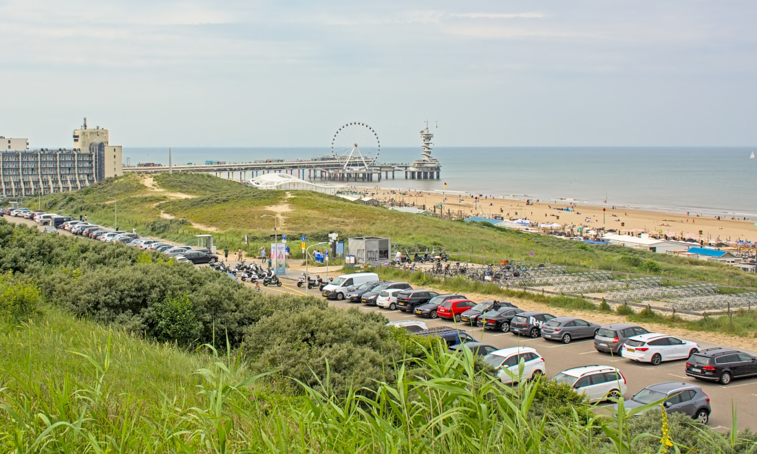 Cars parked at Scheveningen beach, The Hague