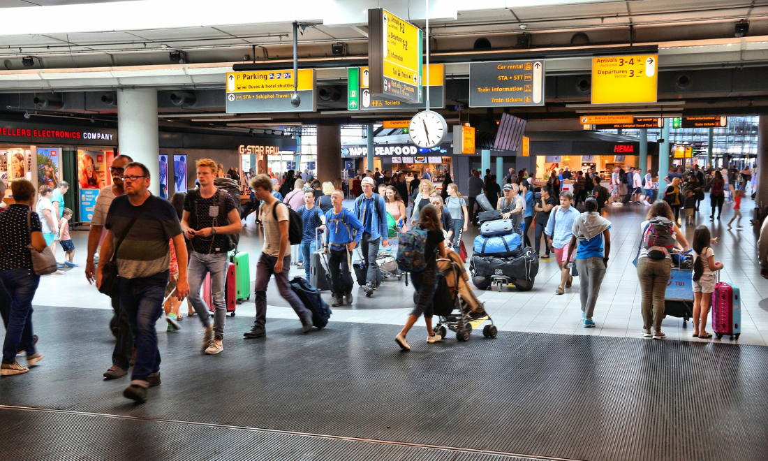 Passengers at Schiphol Airport, Amsterdam