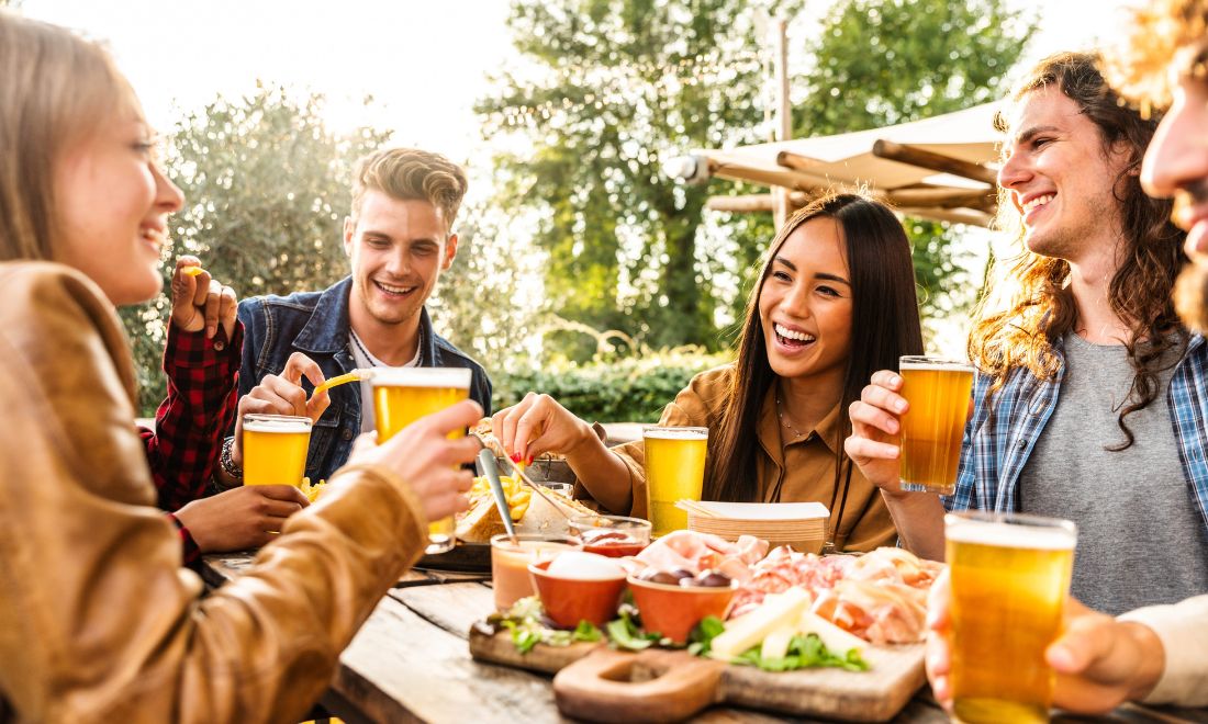 People drinking on a terrace