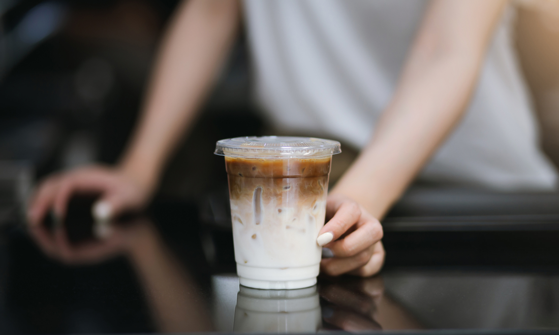 Plastic takeaway iced coffee cup